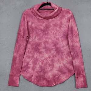 Maeve Ainsley Sweater Womens S Pink Cowl Neck Waffle Knit Long Sleeve Thermal